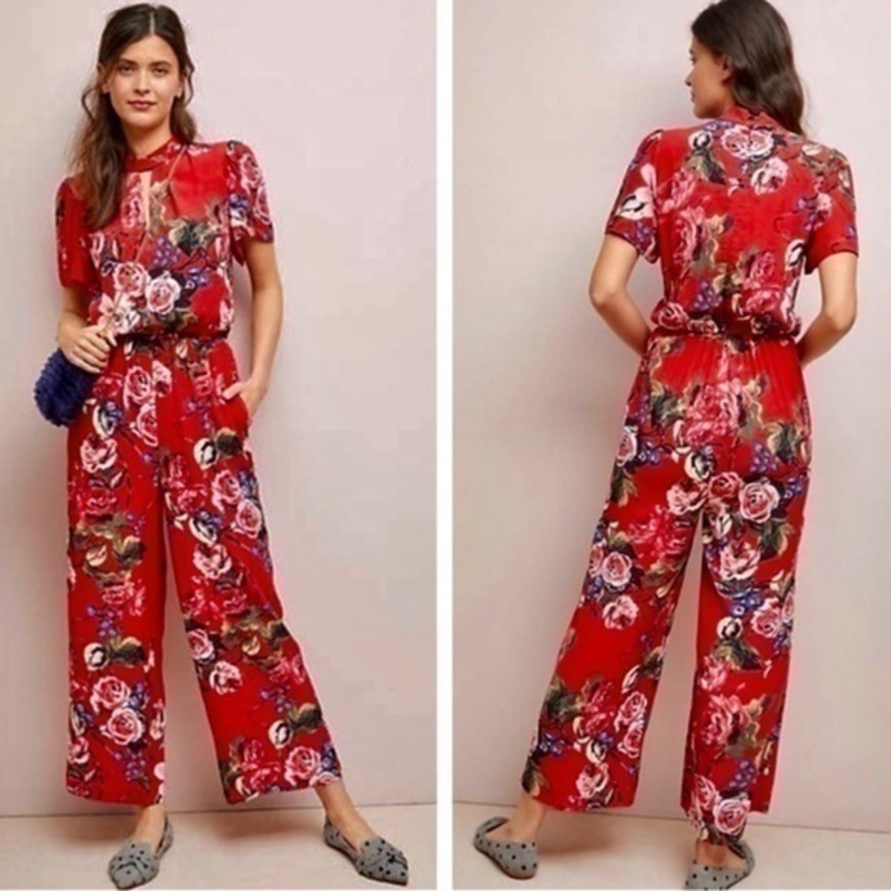 ✨ Anthropologie Mock Neck Cutout Floral Jumpsuit✨